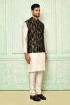 Buy_Arihant Rai Sinha_Black Jute Printed Coral Bundi For Men_Online_at_Aza_Fashions