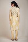 Shop_Sue Mue_Gold Mul Round Embroidered Kurta Set _at_Aza_Fashions