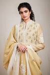 Shop_Sue Mue_Gold Mul Round Embroidered Kurta Set _Online_at_Aza_Fashions