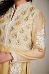 Sue Mue_Gold Mul Round Embroidered Kurta Set _at_Aza_Fashions