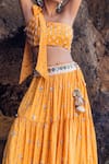 Yogita Kadam_Yellow Pure Muslin Embroidered Sequin One Shoulder Top And Skirt Set _Online_at_Aza_Fashions