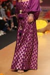 Gopi Vaid_Purple Top Tussar Pant Brocade Embroidery V Neck And Set _Online_at_Aza_Fashions