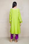 Shop_Sue Mue_Green Silk Embroidery V Neck Kurta Set _at_Aza_Fashions