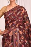 Buy_Nazaakat by Samara Singh_Maroon Cotton Silk Leaf Motif Woven Saree_Online_at_Aza_Fashions