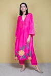 Sue Mue_Pink Silk Embroidery Round Kurta Set _Online_at_Aza_Fashions