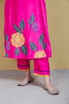 Shop_Sue Mue_Pink Silk Embroidery Round Kurta Set _Online_at_Aza_Fashions