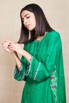 Buy_Sue Mue_Green Silk, Organza Round Embroidered Kurta Set_Online_at_Aza_Fashions