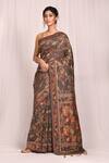 Buy_Nazaakat by Samara Singh_Grey Cotton Silk Floral Woven Saree_at_Aza_Fashions