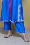 Sue Mue_Blue Silk Embroidery Round Kurta Set _at_Aza_Fashions