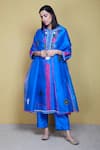 Buy_Sue Mue_Blue Silk Embroidery Round Kurta Set _at_Aza_Fashions