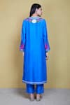 Shop_Sue Mue_Blue Silk Embroidery Round Kurta Set _at_Aza_Fashions