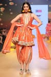 Buy_Gopi Vaid_Orange Floral Print Anarkali Dhoti Pant Set_at_Aza_Fashions