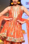 Gopi Vaid_Orange Floral Print Anarkali Dhoti Pant Set_Online_at_Aza_Fashions