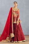 Buy_Torani_Red Lehenga Handwoven Chanderi Embroidery Thread And Sindoori Gautami Kurta Set _at_Aza_Fashions