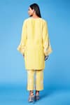 Shop_Sue Mue_Yellow Mul Parsi And Thread Work, Resham V Neck Tunic & Pant Set _at_Aza_Fashions