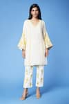 Buy_Sue Mue_White Mul Parsi And Thread Work, Resham V Neck Tunic & Pant Set _at_Aza_Fashions
