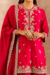 JAYANTI REDDY_Red Silk Embroidered Zardozi Round Tunic Sharara Set  _Online_at_Aza_Fashions