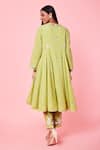 Shop_Sue Mue_Green Cotton Zari And Resham Work V Neck Anarkali Set _at_Aza_Fashions