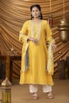 Buy_Ruh Clothing_Yellow Kurta-chanderi Embroidered Chikankari Round Mastani Kurta Set _at_Aza_Fashions