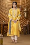 Ruh Clothing_Yellow Kurta-chanderi Embroidered Chikankari Round Mastani Kurta Set _Online_at_Aza_Fashions