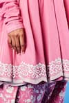 Shop_Sue Mue_Pink Cotton Bhuj Floral, Parsi V Neck Work Short Anarkali Set_Online_at_Aza_Fashions