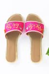 Shop_Sole House_Pink Logo Embroidered Tassel Sliders _at_Aza_Fashions