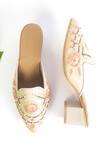 Sole House_Beige Embroidery, Pearls Vegan Leather Pointed Toe Mules _Online_at_Aza_Fashions