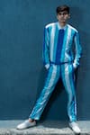 Runit Gupta_Blue 100% Cotton Striped Pant Set  _Online_at_Aza_Fashions