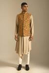 Dhruv Vaish_Yellow Silk Embroidered Nehru Jacket  _Online_at_Aza_Fashions