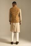 Shop_Dhruv Vaish_Yellow Silk Embroidered Nehru Jacket  _at_Aza_Fashions