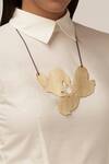 Buy_Tachi_Gold Plated Metal The Saffron Neckpiece_at_Aza_Fashions