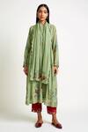 Buy_Payal Pratap_Green Floral Motifs Nemesia Embroidered Scarf _at_Aza_Fashions