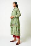 Shop_Payal Pratap_Green Floral Motifs Nemesia Embroidered Scarf _at_Aza_Fashions