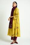 Payal Pratap_Maroon Embroidery Gazania Scarf _Online_at_Aza_Fashions