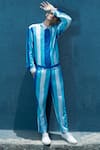 Shop_Runit Gupta_Blue 100% Cotton Striped Pant Set  _at_Aza_Fashions