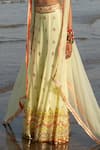 Gopi Vaid_Yellow Georgette And Organza Print & Arzu Open Front Cape & Pant Set  _Online_at_Aza_Fashions