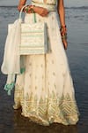 Gopi Vaid_White Georgette Print And Embroidery Ikat & Rihanna Jumpsuit With Belt  _Online_at_Aza_Fashions