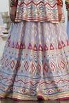 Shop_Gopi Vaid_Purple Georgette Ikat And Sequin V Neck Suraiya Peplum Kurta Lehenga Set_at_Aza_Fashions