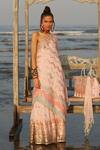 Buy_Gopi Vaid_Pink Georgette And Organza Print & Embroidery Ikat & Tahira Tunic  _at_Aza_Fashions