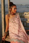 Shop_Gopi Vaid_Pink Georgette And Organza Print & Embroidery Ikat & Tahira Tunic  _at_Aza_Fashions