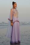 Buy_Gopi Vaid_Purple Georgette Print And Embroidery Ikat & Tasneem Tunic & Pant Set  _at_Aza_Fashions