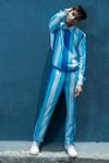 Buy_Runit Gupta_Blue 100% Cotton Striped Pant Set  _at_Aza_Fashions