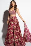 Buy_Sana Barreja_Fuchsia Chanderi Silk Printed Floral-paisley Motifs Gulesha Floral Lehenga Set _at_Aza_Fashions