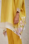 Buy_Sue Mue_Yellow Handwoven Pure Chanderi Embroidered Zimal Layered Kaftan And Pant Set _Online_at_Aza_Fashions