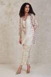 Shop_Sue Mue_Off White Handwoven Pure Chanderi Embroidered Cutwork Amal Kurta Pant Set _Online_at_Aza_Fashions