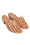 Buy_Sole House_Beige Block Heel Mesh Mules_at_Aza_Fashions