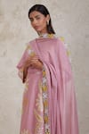 Buy_Sue Mue_Pink Handwoven Pure Chanderi Embroidered Silk Thread Daria Work Kurta Pant Set _Online_at_Aza_Fashions