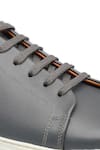 Rapawalk_Grey Lace Up Leather Sneakers  _at_Aza_Fashions