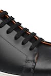 Rapawalk_Black Lace Up Leather Sneakers  _at_Aza_Fashions