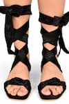 Shop_Sole House_Black Bows Lace-up Gladiator Heel Sandals _at_Aza_Fashions